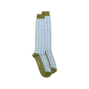 Marni Women Knee-High Cotton Socks With Jacquard Check